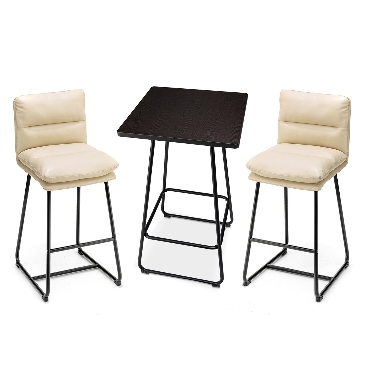 Industrial Modern Set of 3 Pub Table Set with 41"H Square Bar Table and Stools